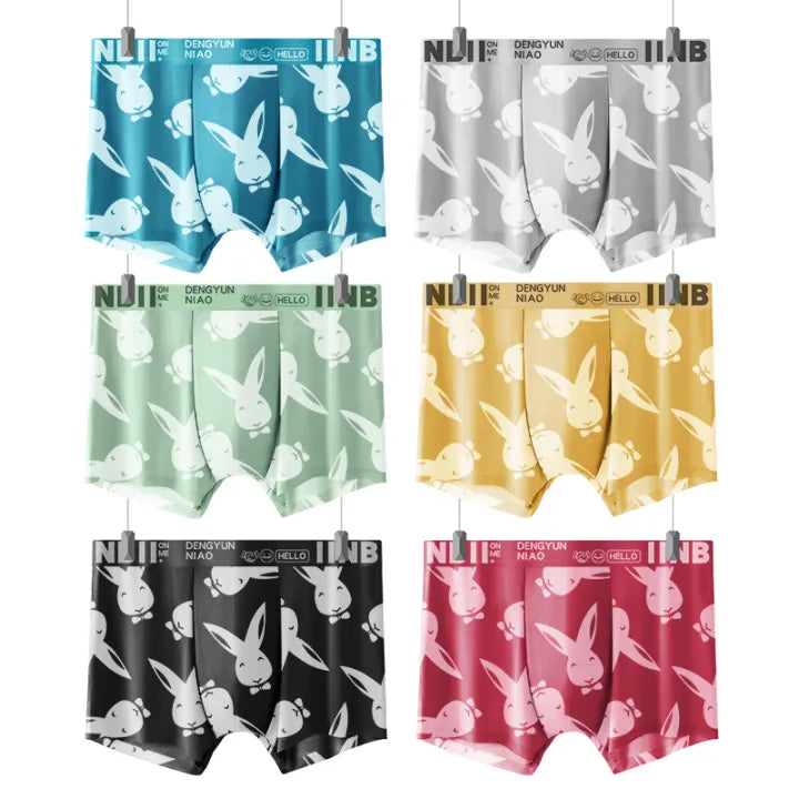 6 Pieces Men's Wrinkle Free Running Briefs, Letter Cartoon Print Four Colours Long Leg Boxers zd199 - TUZZUT Qatar Online Shopping