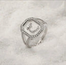 Women's Fashion Ring Simple Zircon Arabic Letters Glass Square Design rings - Tuzzut.com Qatar Online Shopping