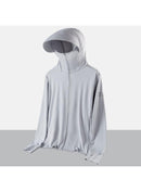 Men's Hooded Sun Protection Shirt Full Zip Cooling Shirt white Jacket  201414 - TUZZUT Qatar Online Shopping