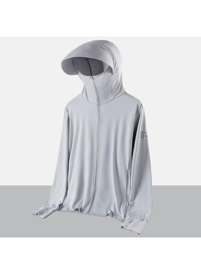 Men's Hooded Sun Protection Shirt Full Zip Cooling Shirt white Jacket  201414 - TUZZUT Qatar Online Shopping
