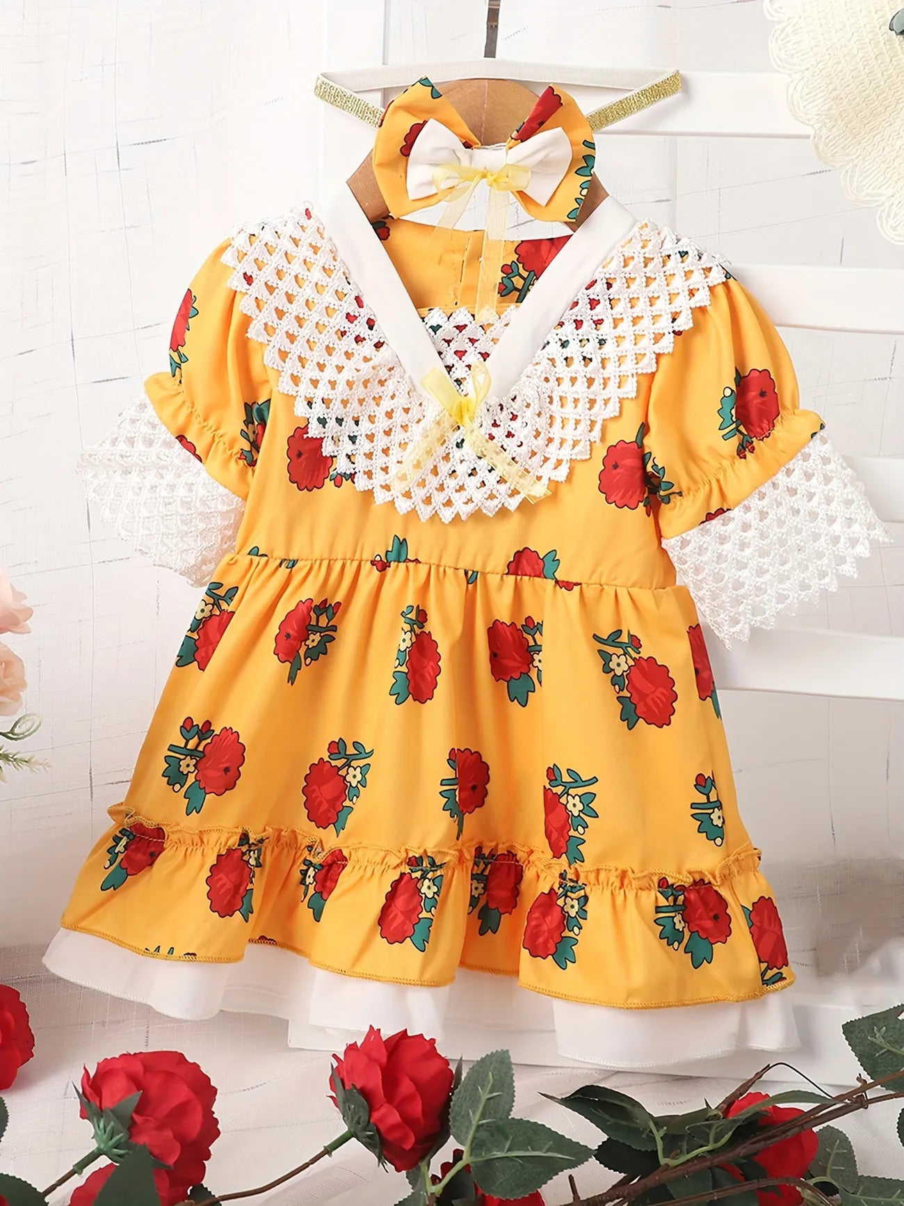 Adorable Girls' Floral Print Short Sleeve Dress 1275321 Adorable Girls' Floral Print Short Sleeve Dress 1275321