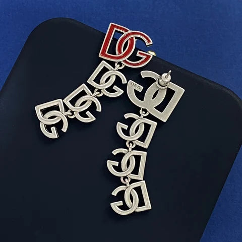 Long earrings with two-tone DG Letters Earrings S370621 - TUZZUT Qatar Online Shopping