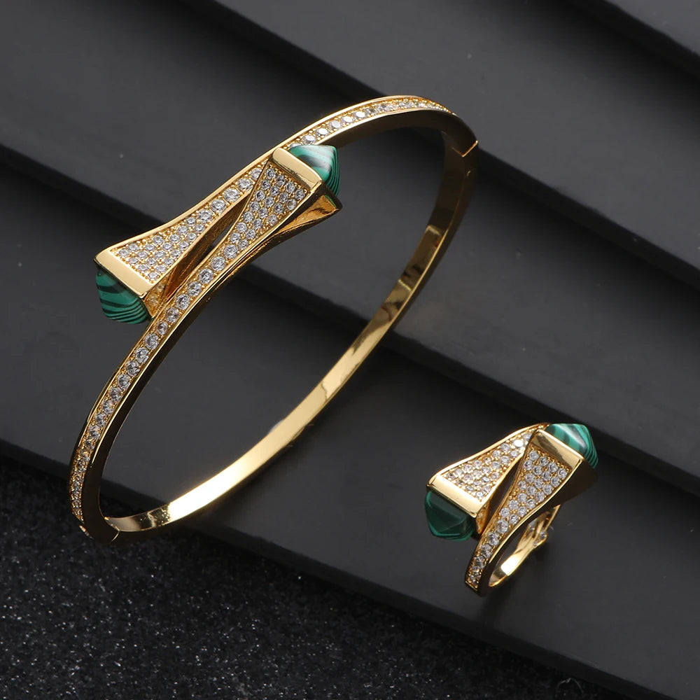 Luxury 2PCS Dubai Candy Colors Bangle Ring Sets BL003940 Luxury 2PCS Dubai Candy Colors Bangle Ring Sets BL003940