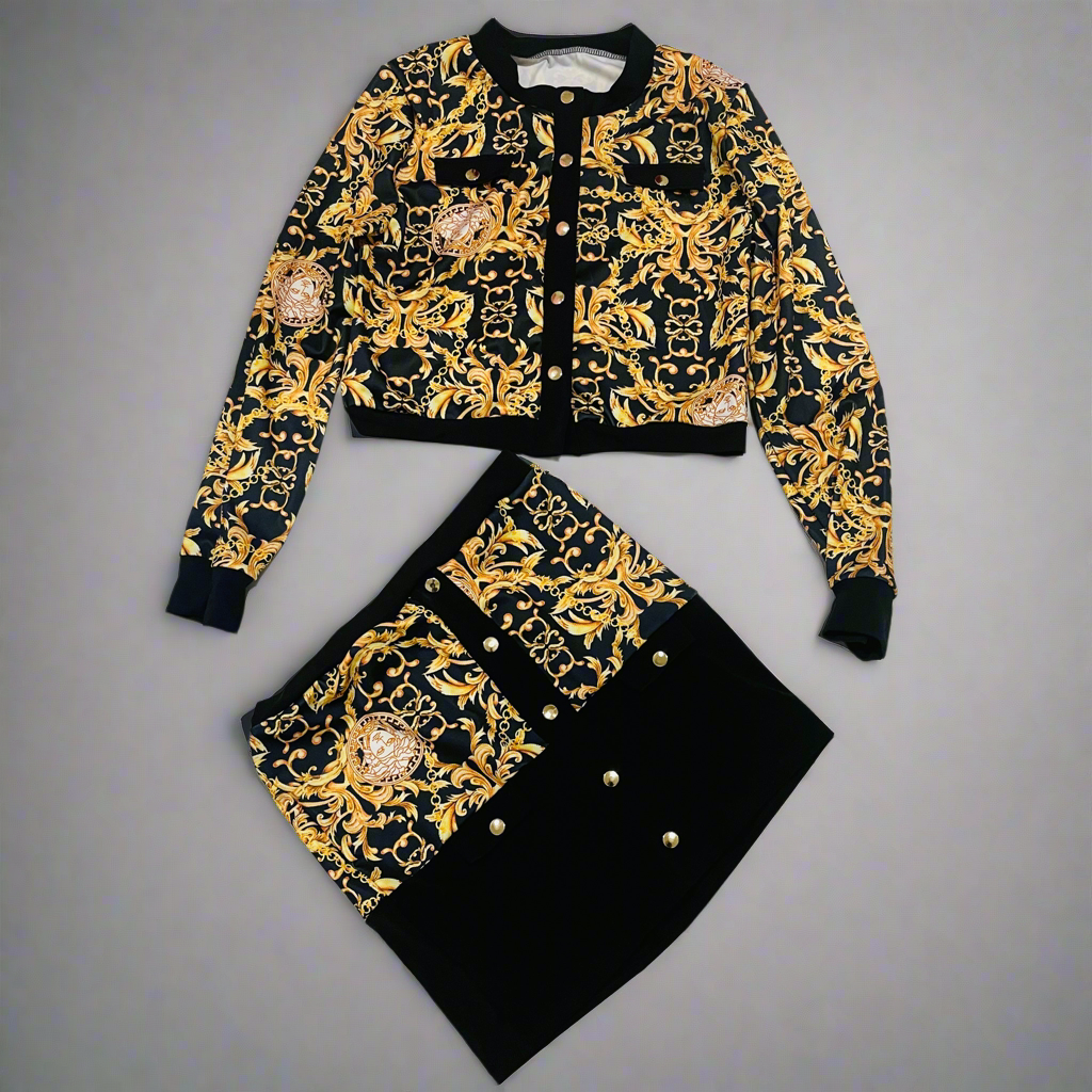 Women's Print Blouse and Skirt Set S4665213 Women's Print Blouse and Skirt Set S4665213