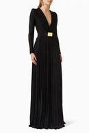 Fashion Solid Color V Neck Evening Party Dress  140056 - TUZZUT Qatar Online Shopping