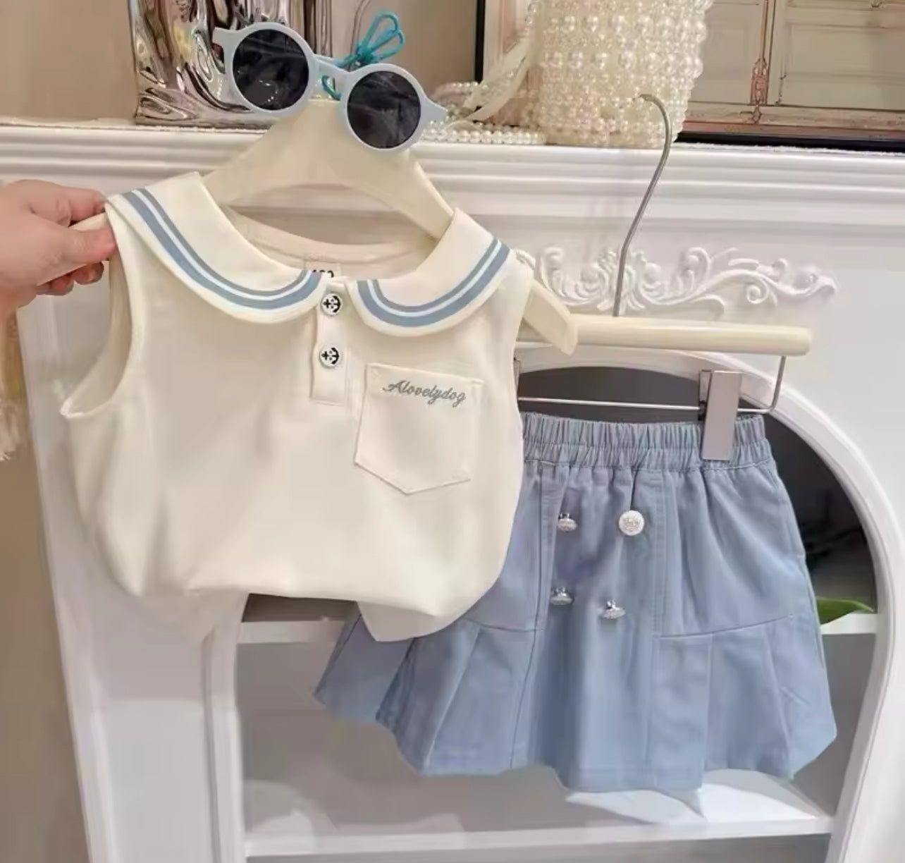 Collar Sleeveless Top and Skirt Pants Stylish Two-Piece Set 548453 Collar Sleeveless Top and Skirt Pants Stylish Two-Piece Set 548453