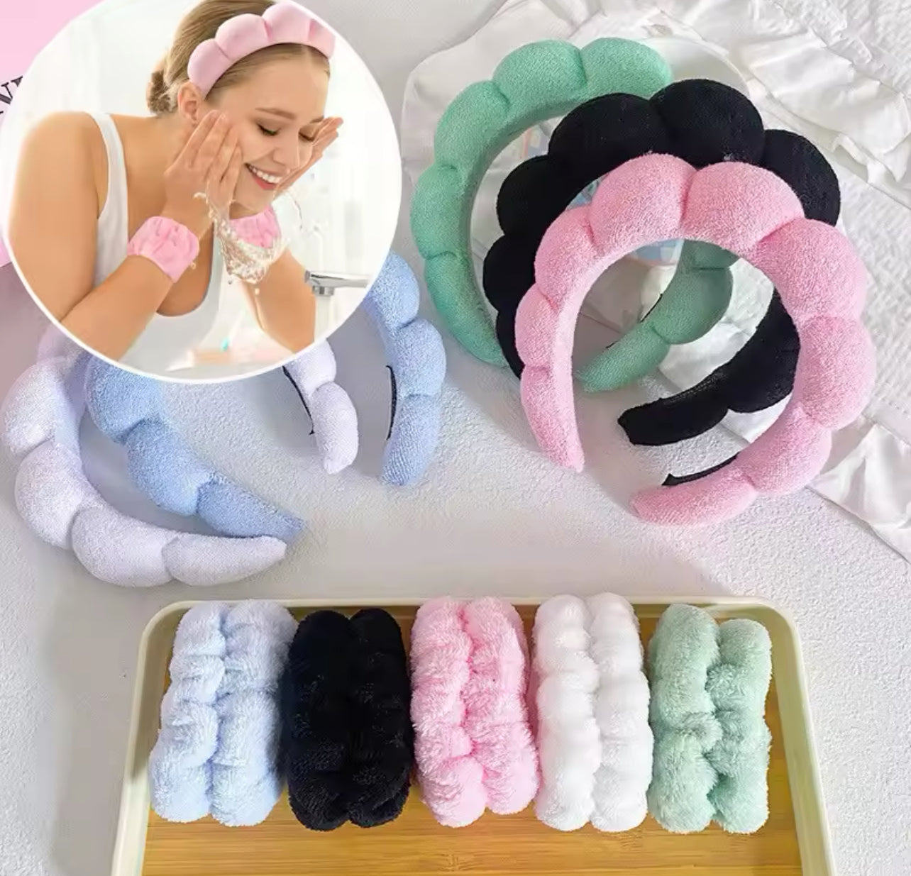 3Pcs Fashion Microfiber Washing Wristbands Scrunchies Puffy Headband 488126 3Pcs Fashion Microfiber Washing Wristbands Scrunchies Puffy Headband 488126