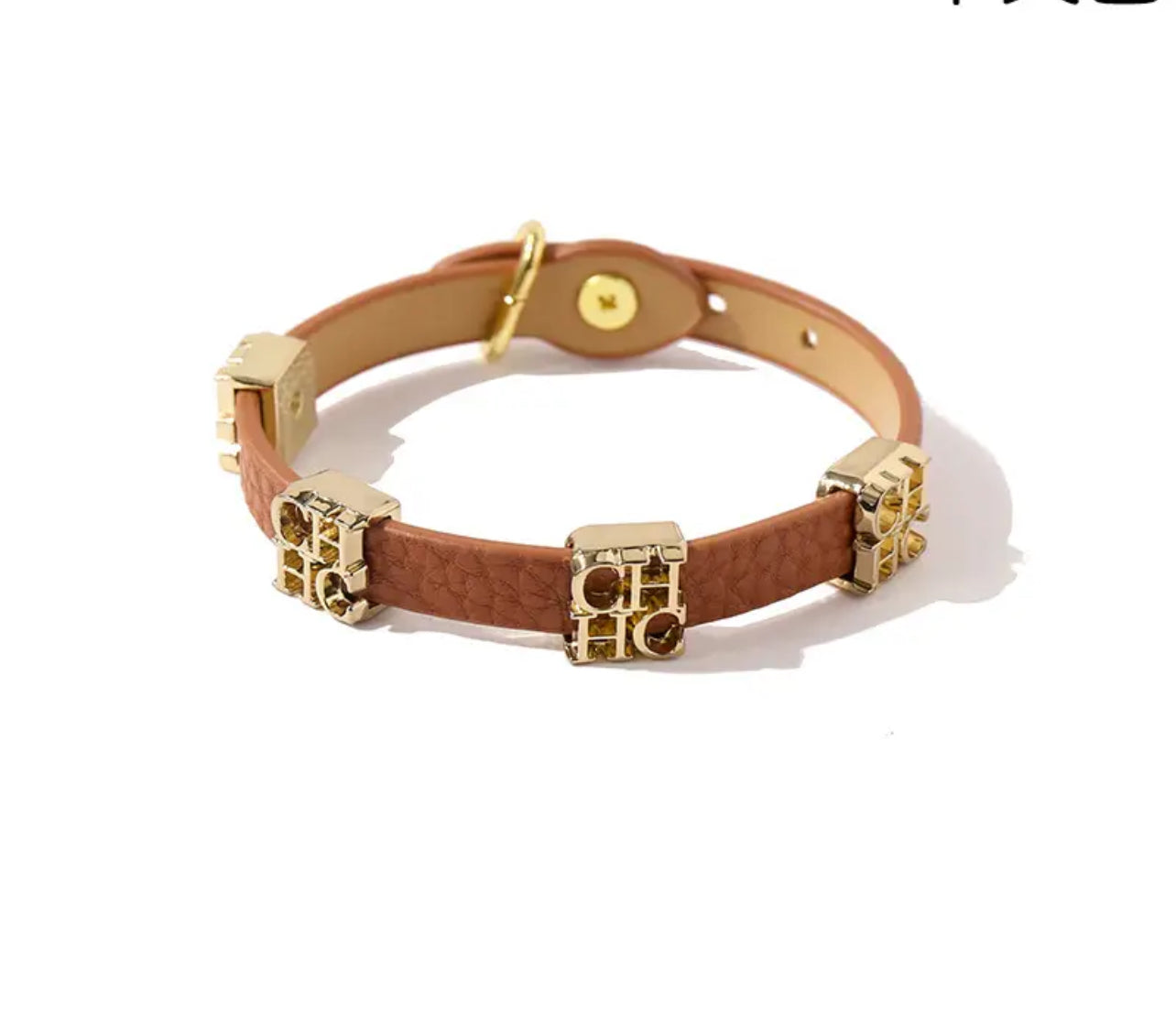 PU Leather CH Steel Letter Charms Bracelet X1398676 PU Leather CH Steel Letter Charms Bracelet X1398676