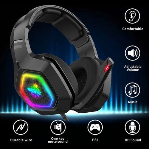 Onikuma K10 Gaming Headset with Surround Sound Pro Noise Canceling Gaming Headphones with Mic & RGB LED Light - Tuzzut.com Qatar Online Shopping