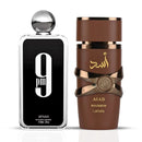 Afnan 9pm EDP 100ml & Lattafa Asad Bourbon EDP 100ml | An Irresistible Duo of Fresh Spice & Warm Indulgence (Bundle) - TUZZUT Qatar Online Shopping