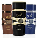 Asad, Asad Zanzibar & Asad Bourbon EDP Sprays 100ML By Lattafa | ASAD SIGNATURE TRIO - TUZZUT Qatar Online Shopping