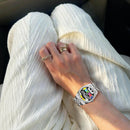 Prestar Nostalgic Mosaic Design Diamond Watch Unisex MD746