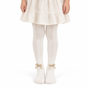 Girls’ Ivory Pointelle Tights with Ankle Bows 1595331 – 4–6 Years