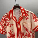 Spring Contrast Color Casual Short Sleeve Button Down Hawaiian Shirt Hip Hop Plant Print Beach Shirts Men Harajuku   S4998594 - TUZZUT Qatar Online Shopping