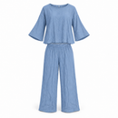 Women’s Dusty Blue Top & Wide-Leg Trousers Set SDR 4051 - XL