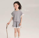 Girl Summer Lace Knit Short Sleeve Shorts Set   1464615 - TUZZUT Qatar Online Shopping