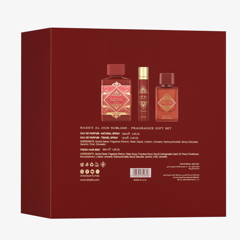 Bade'e Al Oud Sublime 3 Pcs Gift Set - Lattafa Perfumes Bade'e Al Oud Sublime 3 Pcs Gift Set - Lattafa Perfumes
