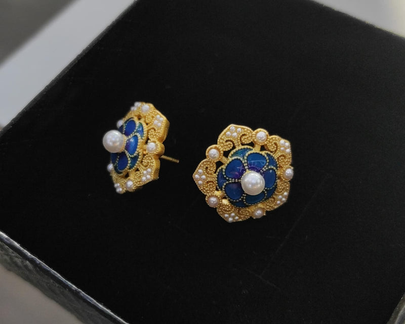 Landscape Tai Blue Sterling Ear Rings ER56 - TUZZUT Qatar Online Shopping