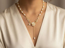 Golden Vine & Pearl Y-Style Necklace B-385876 - TUZZUT Qatar Online Shopping