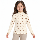 Girls’ Cream Heart-Print Ribbed Mock-Neck Top 490778 - Size130cm