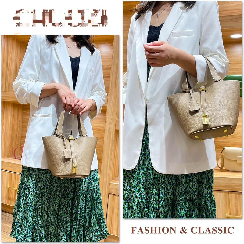 Women's Leather Basket Bag 459326 - TUZZUT Qatar Online Shopping