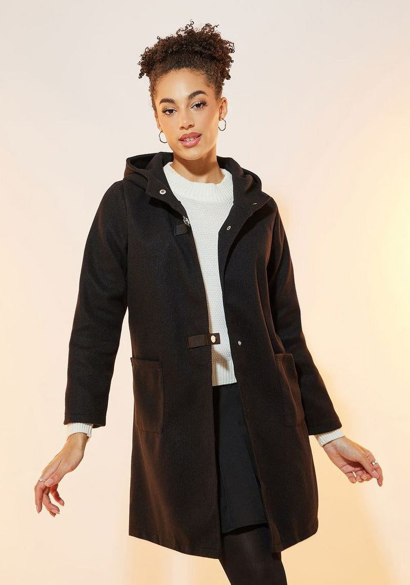 Stylish Regular Fit Button Detail Midi Length Coat B-149001 4XL