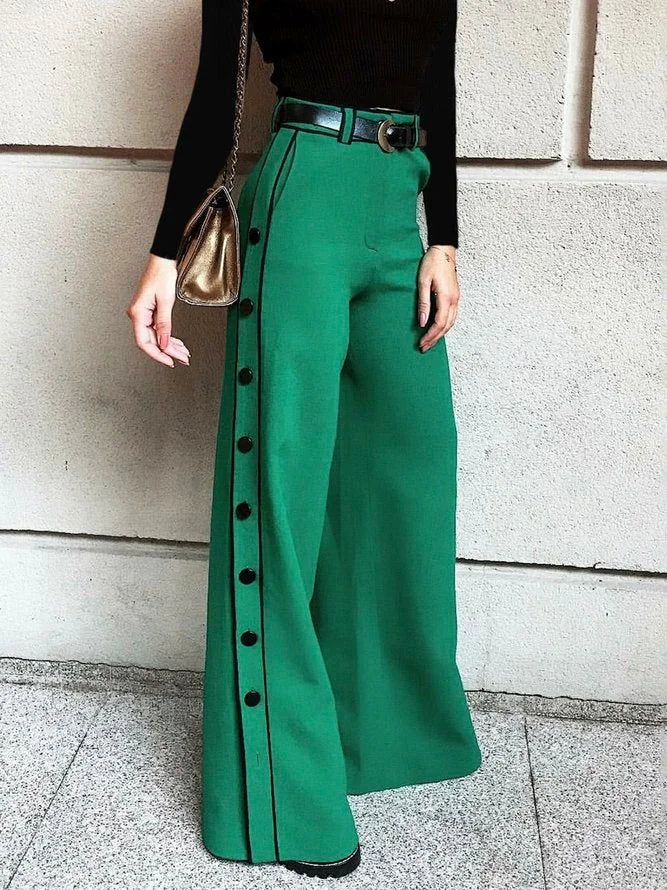 Stylish Wide Leg H-Line Solid Color Pants 110455 Stylish Wide Leg H-Line Solid Color Pants 110455