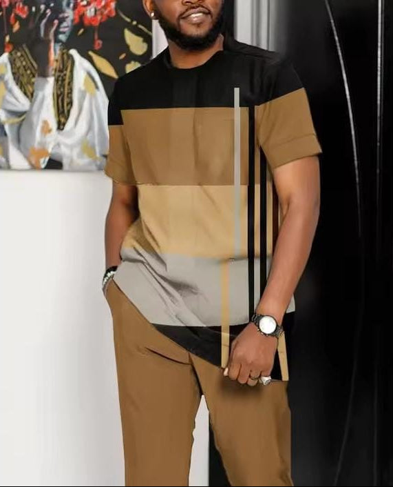 New Men's 2 Piece Set Tracksuits Summer Large Casual Short Sleeves 3D TShirt + Pants Jogger Suits Male Clothing Outfit Set     Y013220 - TUZZUT Qatar Online Shopping