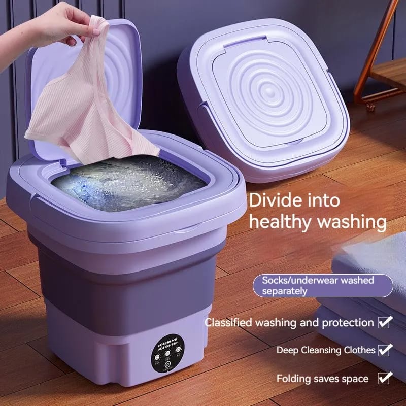 8L Small Folding Washing Machine Can Be Dehydrated Portable Underwear Underwear and Socks Washing Machine UV Sterilizer
