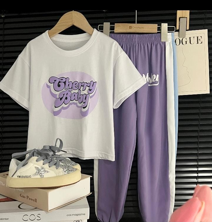 Kids Letter Print Crop Top and Leggings Set 529258