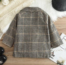 Korean Girls Autumn Winter Jacket Children Long Sleeve Plaid Outwear Coat      S043807 - TUZZUT Qatar Online Shopping