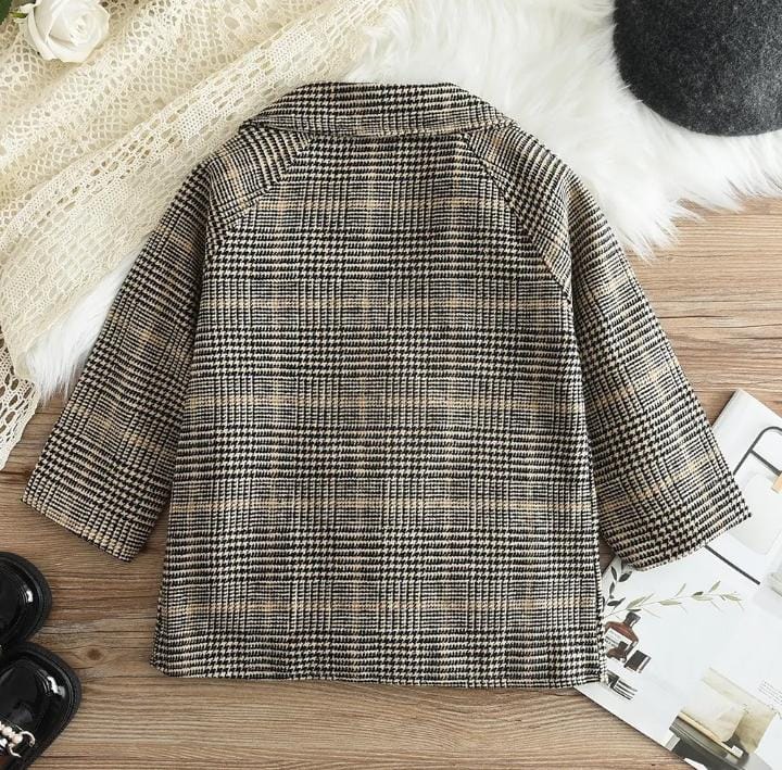 Korean Girls Autumn Winter Jacket Children Long Sleeve Plaid Outwear Coat S043807 Korean Girls Autumn Winter Jacket Children Long Sleeve Plaid Outwear Coat S043807