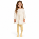 Girls’ Yellow Cable-Knit Tights with Bow & Pearl 706