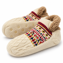 Cream Cable-Knit Slipper Socks with Plush Lining