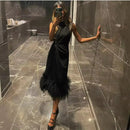 Womens Evening Dress Feathers Party Gown S4895546 - TUZZUT Qatar Online Shopping