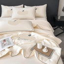 4 Piece Set Luxury Home Summer Comforter Set Embroidered Breathable Thin Blanket - TUZZUT Qatar Online Shopping