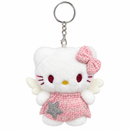 White Plush Cat Keychain with Pink Bow & Silver Star CATK1139