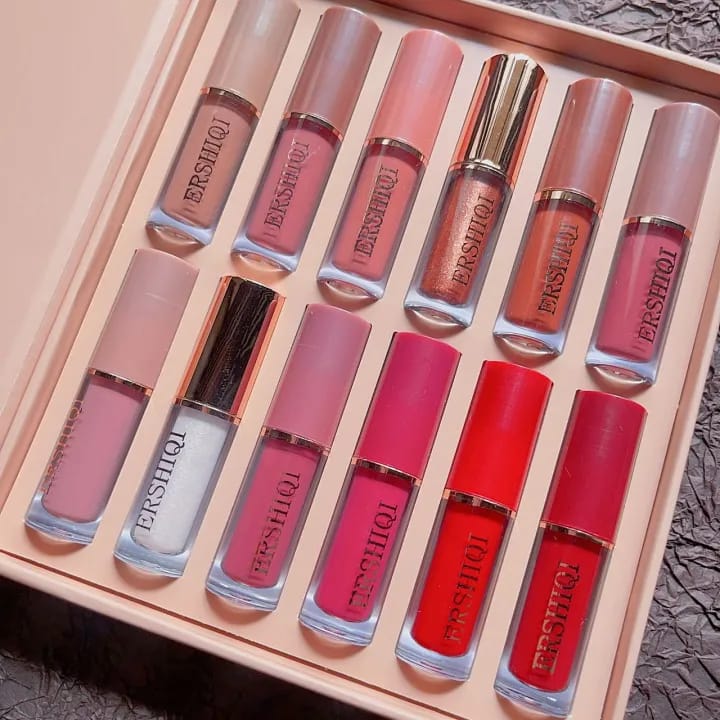 12in1 NEW Ershiqi 12pcs Thanks for the love lip set long lasting lip glaze lip gloss - TUZZUT Qatar Online Shopping