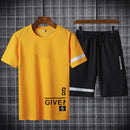 Short Sleeve Set Men's Summer New Print T-shirt and Shorts Two Piece Simple Casual Sports T Shirts Tracksuit Men Clothing S1894648 - Tuzzut.com Qatar Online Shopping