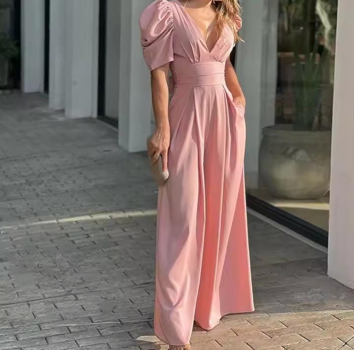Women Casual Open Back Off Shoulder Jumpsuit B-57109 Women Casual Open Back Off Shoulder Jumpsuit B-57109