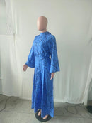 Formal Jumpsuits for Women Elegant Mock Neck Flare Long Sleeve Printed Rompers Wide Leg Jumpsuits for Wedding Guest    B64392 - TUZZUT Qatar Online Shopping