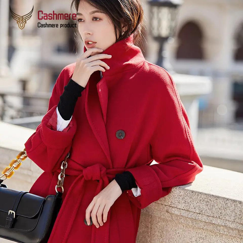 Winter Long Wool Coat Women Autumn Camel Classic Double Breasted