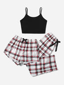 Women's Plaid 3 Pieces Pajama  Set   498414 - TUZZUT Qatar Online Shopping