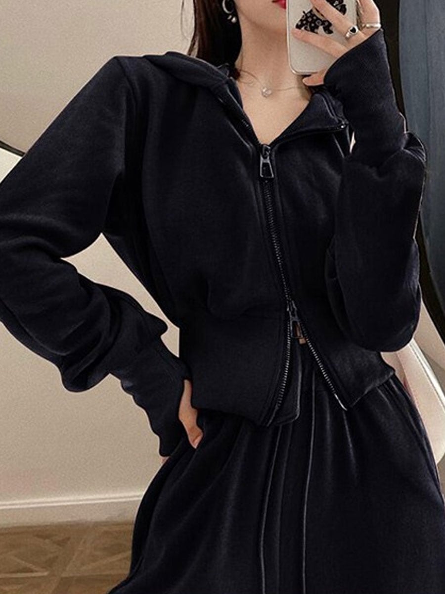 2 Pcs Women's Long Sleeve Solid Color Pants Set S 484859 2 Pcs Women's Long Sleeve Solid Color Pants Set S 484859