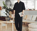 Chinese style men's cotton shirts, shirt and pants, elastic waist, casual, summer    S4449865 - TUZZUT Qatar Online Shopping