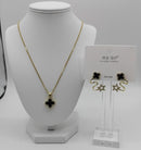 Four Leaf Crystal Clover Necklace Earring Set B-8474 - TUZZUT Qatar Online Shopping