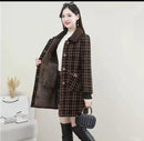 Middle-aged women's winter imitation mink cashmere long coat, plush knitted cardigan, plaid woolen jacket   X738255 - TUZZUT Qatar Online Shopping
