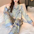 Ice Silk Long-Sleeved Pajamas Home Suit   488299 - TUZZUT Qatar Online Shopping