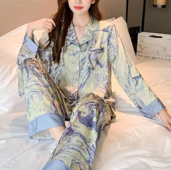 Ice Silk Long-Sleeved Pajamas Home Suit 488299 Ice Silk Long-Sleeved Pajamas Home Suit 488299
