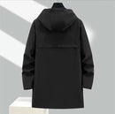 Men's Long Hooded Cargo Jacket Windbreak Coat Black S3363890 L - TUZZUT Qatar Online Shopping